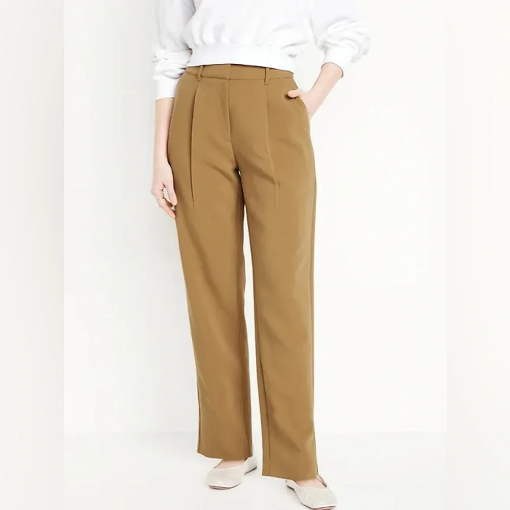 Old Navy Tan Taylor Extra High Waisted Wide Leg Trousers New with Tags, Size L - Picture 1 of 4